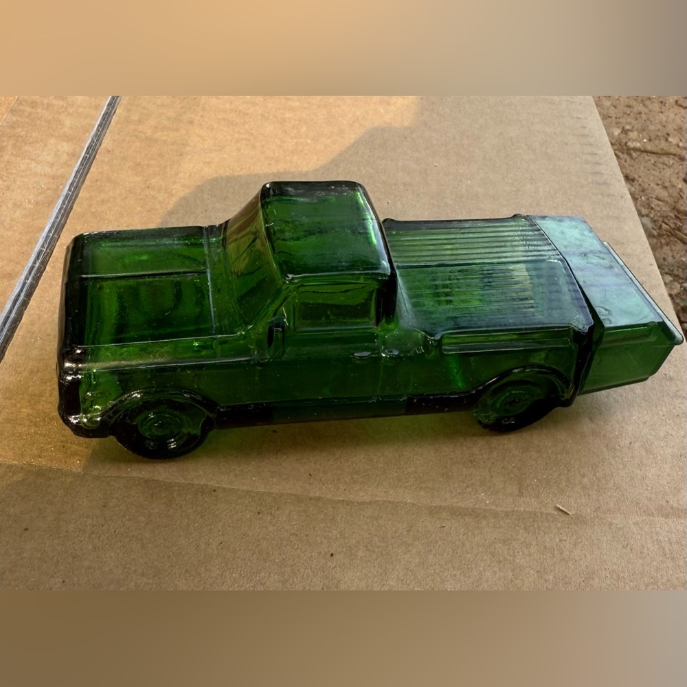 Vintage Green Glass Truck Figurine